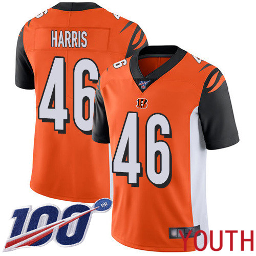 Cincinnati Bengals Limited Orange Youth Clark Harris Alternate Jersey NFL Footballl 46 100th Season Vapor Untouchable